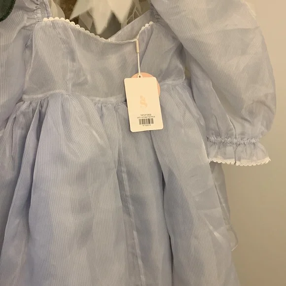 SELKIE Puff dress new with tags baby blue pinstripe free people xs - Picture 6 of 10